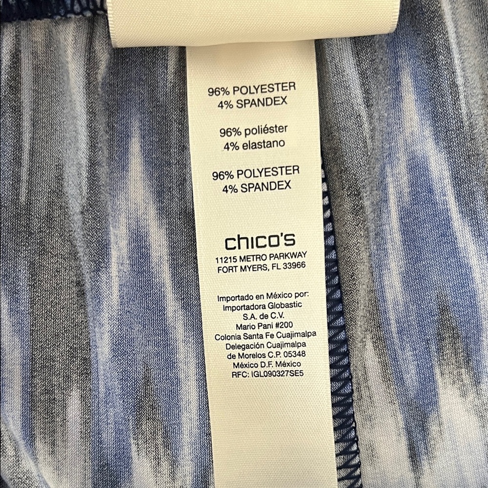 Chico's Blue and White Patterned Wide-Leg Pants - Picture 4 of 6